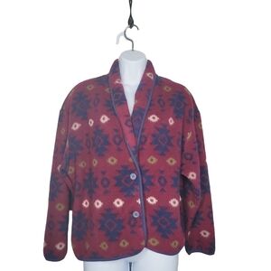 Vintage DWSF Fleece Aztec Button Up Jacket